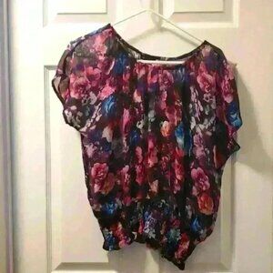 Sheer floral print Thesis top sz med